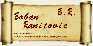 Boban Ranitović vizit kartica
